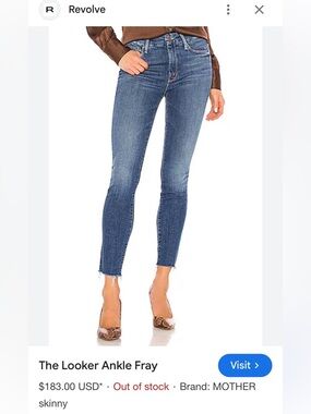 MOTHER The Looker Ankle Fray Jeans in Medium Blue